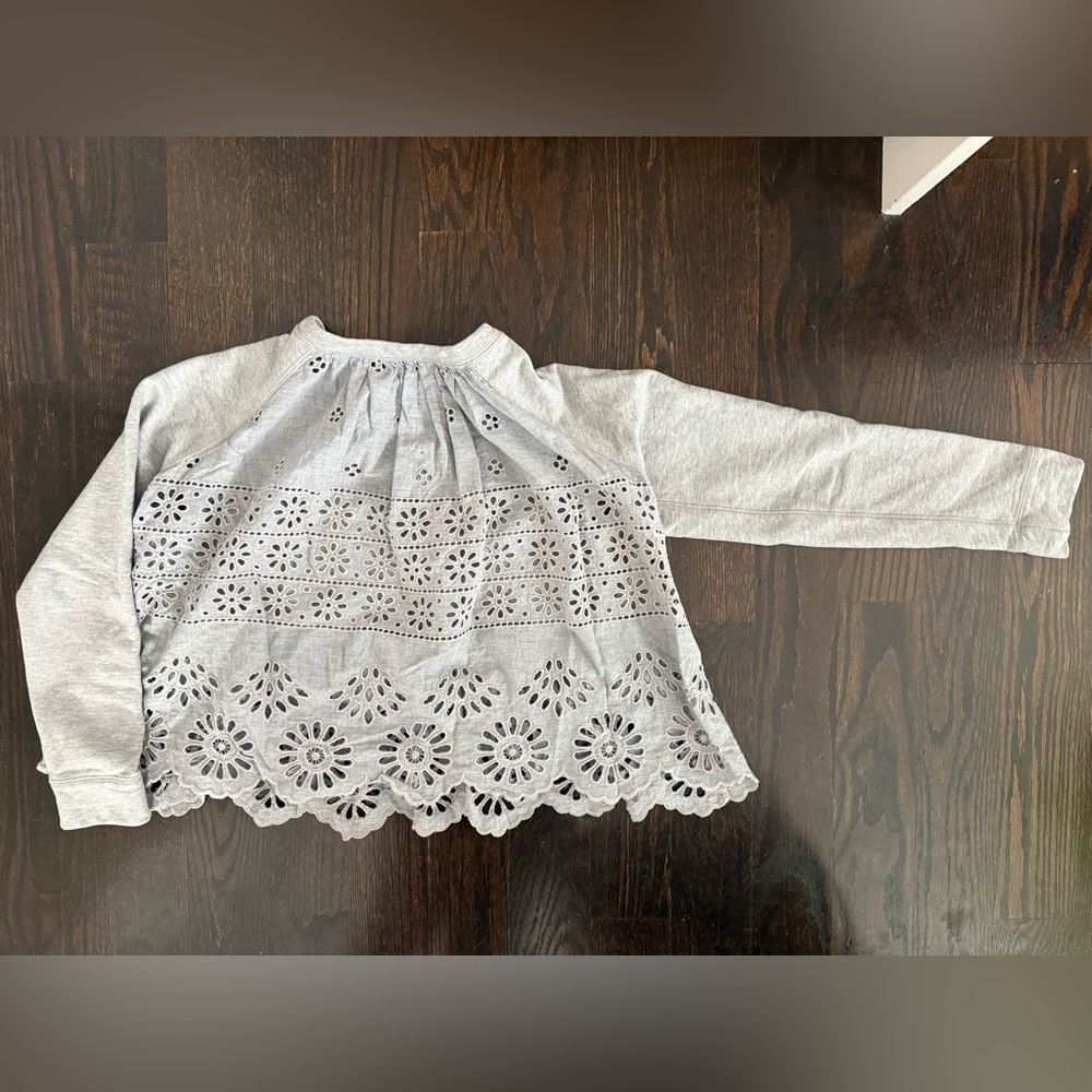 Sea New York Sz Small Light Gray Eyelet Cotton Sweatshirt